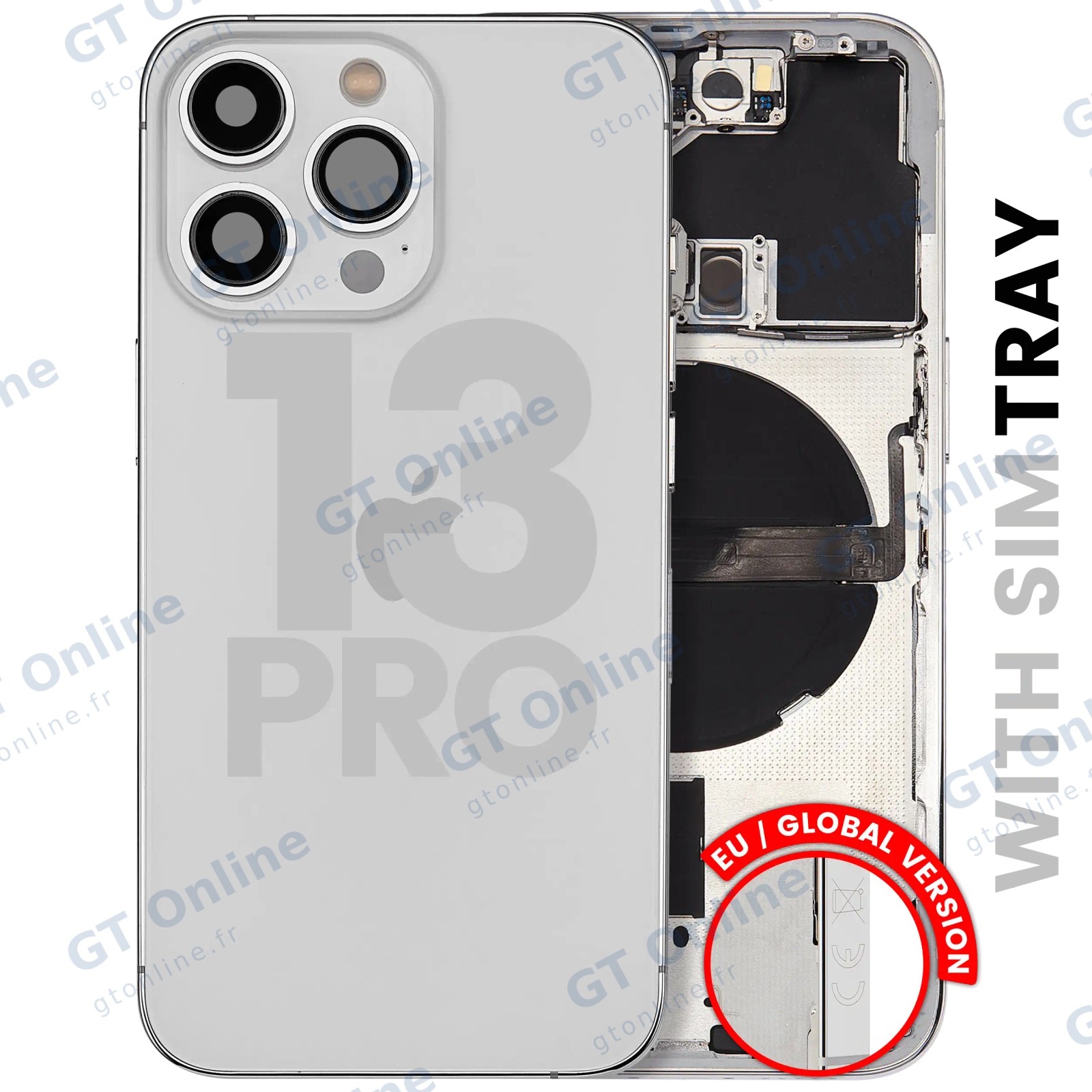 Châssis pour Apple iPhone 13 Pro (version EU, origine d'occasion — grade B, argent)