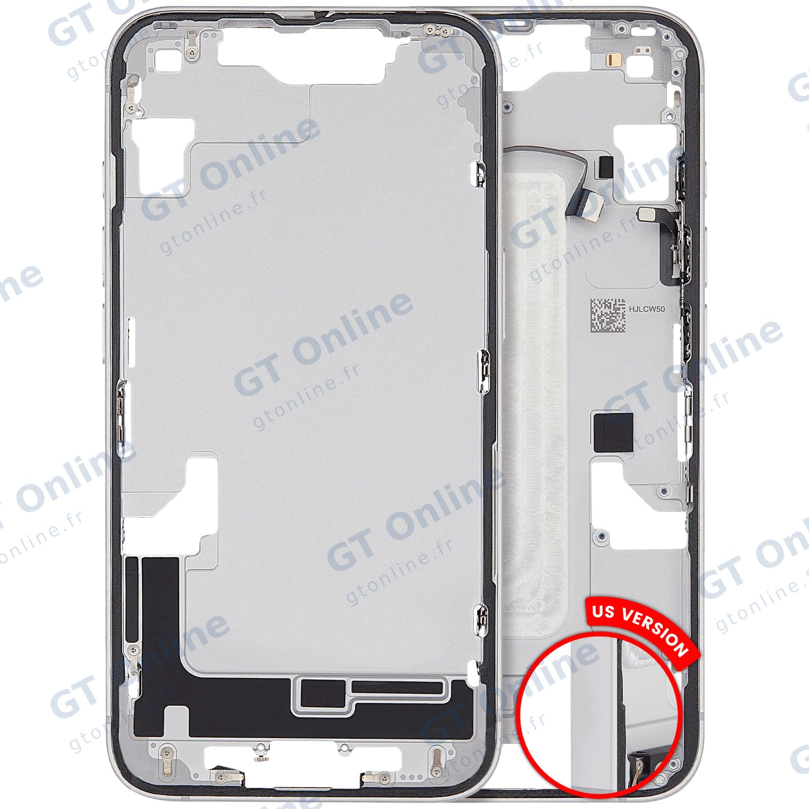 Châssis avec petits composants pour Apple iPhone 16e / 17e (version US, origine d'occasion — grade A, blanc)