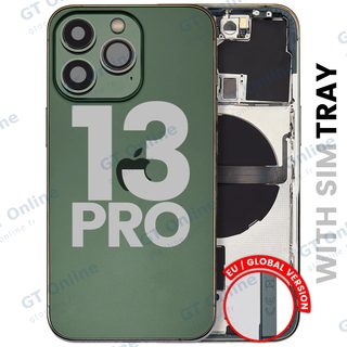 Châssis pour Apple iPhone 13 Pro (version EU, origine d'occasion — grade A, Alpine Green) — Coque arrière avec petites pièces