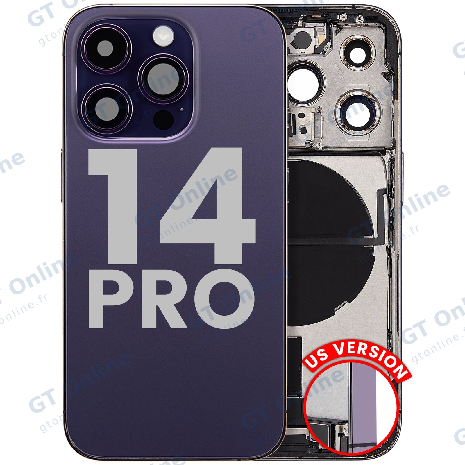 Châssis pour Apple iPhone 14 Pro (version US, origine d'occasion — grade B, Deep Purple)