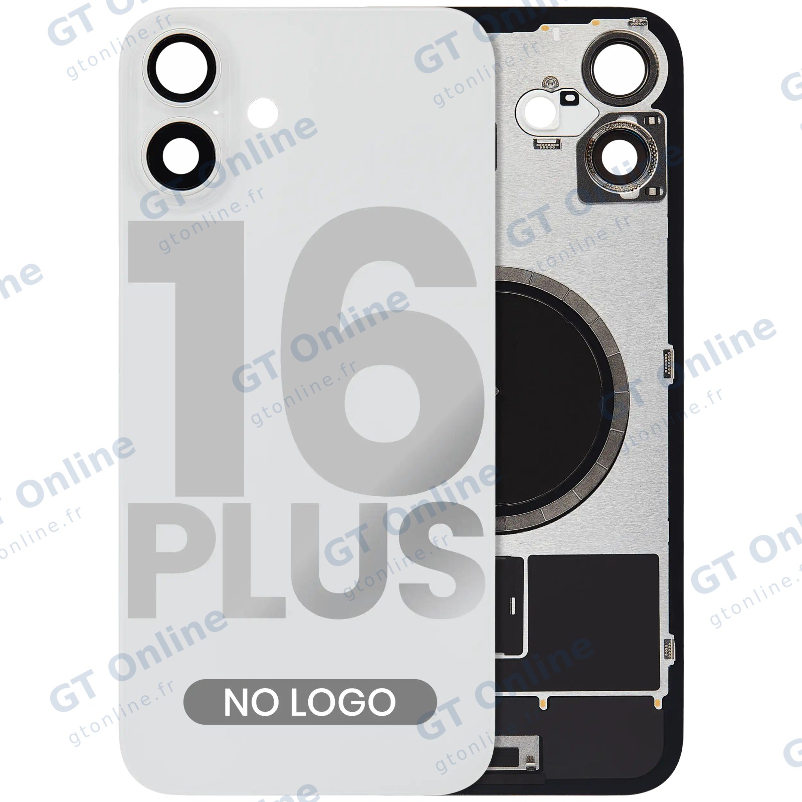 Vitre arrière pour Apple iPhone 16 Plus (sans logo, compatible, blanc)