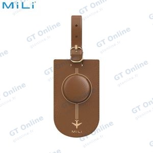 Traceur GPS MILI MiTag Duo avec Étiquette de Bagage en Cuir PU Apple Find My & Google Find Hub Marron