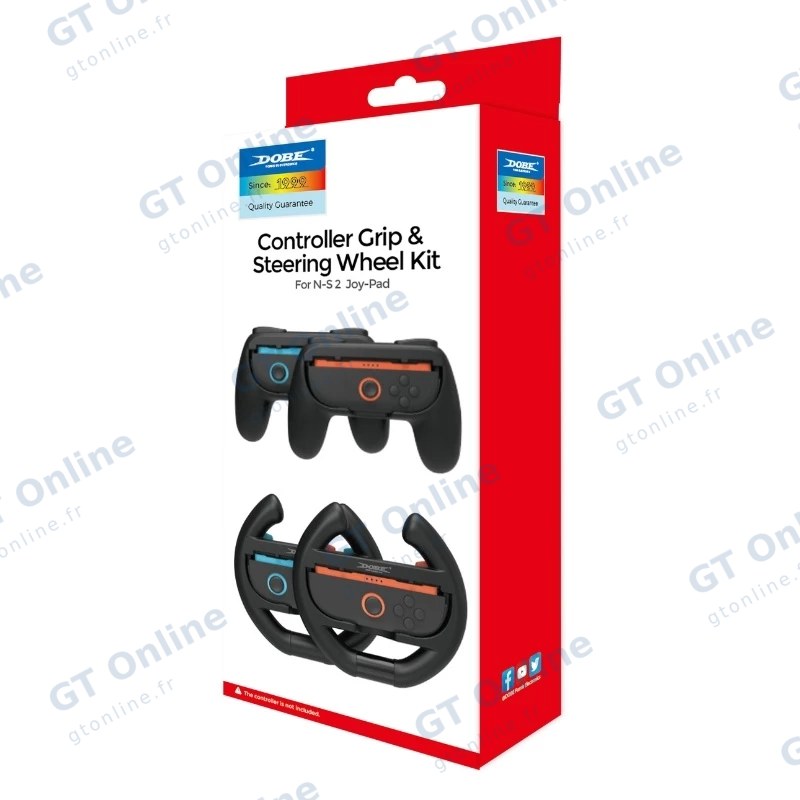 Kit Grip 4 pièces pour Nintendo Switch 2 (2 poignées et 2 volants) DOBE TNS-5109 — noir