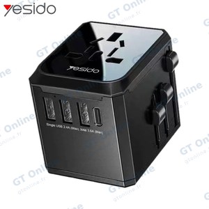 Adaptateur Secteur Universel Yesido MC10 4 en 1 Noir