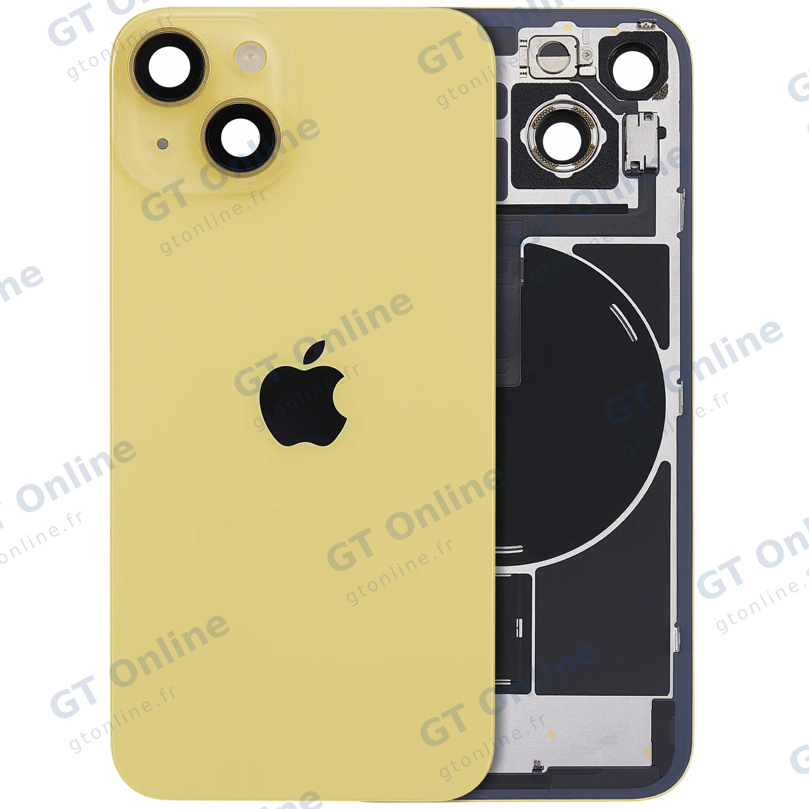 Vitre arrière avec MagSafe, NFC et nappe flash pour Apple iPhone 14 (origine, jaune)