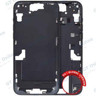 Châssis pour Apple iPhone 15 Plus (version EU, origine d'occasion — grade A, noir) — Châssis central avec petites pièces
