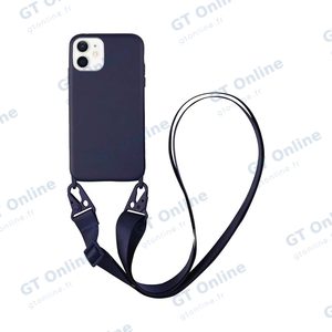 Coque Silicone avec Bandoulière Apple iPhone 12 Mini (#5) Bleu Marine