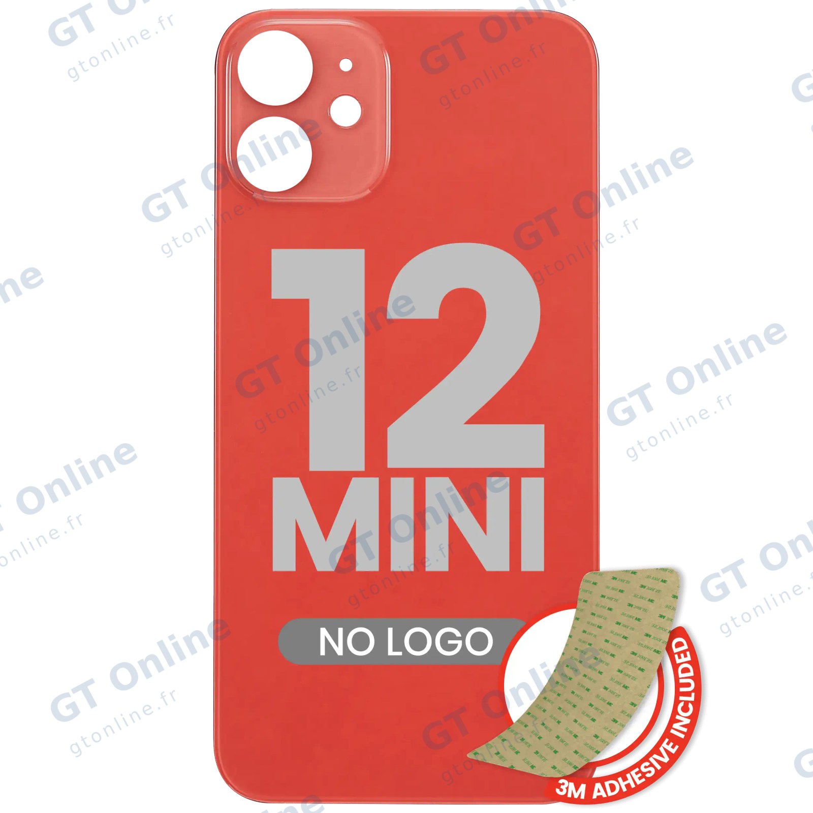 Vitre arrière pour Apple iPhone 12 Mini (No Logo / Large Camera Hole, rouge)