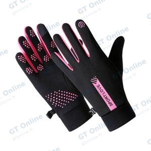 Gants Tactiles Imperméables et Antidérapants (Femme) Noir et Rose