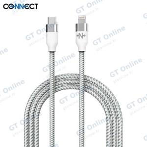 Câble Data USB-C vers Lightning CONNECT MC-CLB7 Nylon Tressé 20W (2m) Blanc