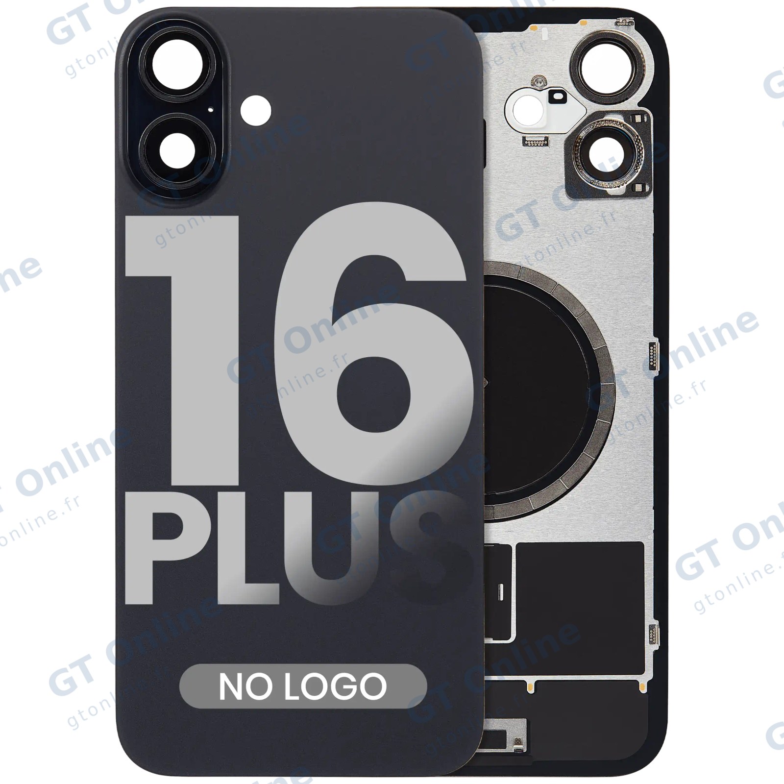 Vitre arrière pour Apple iPhone 16 Plus (sans logo, compatible, noir)