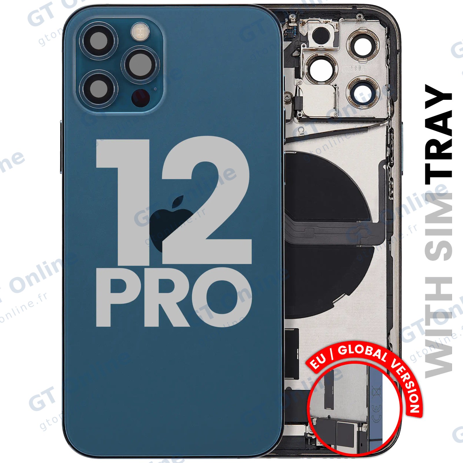 Châssis pour Apple iPhone 12 Pro (version EU, origine d'occasion — grade B, Pacific Blue)