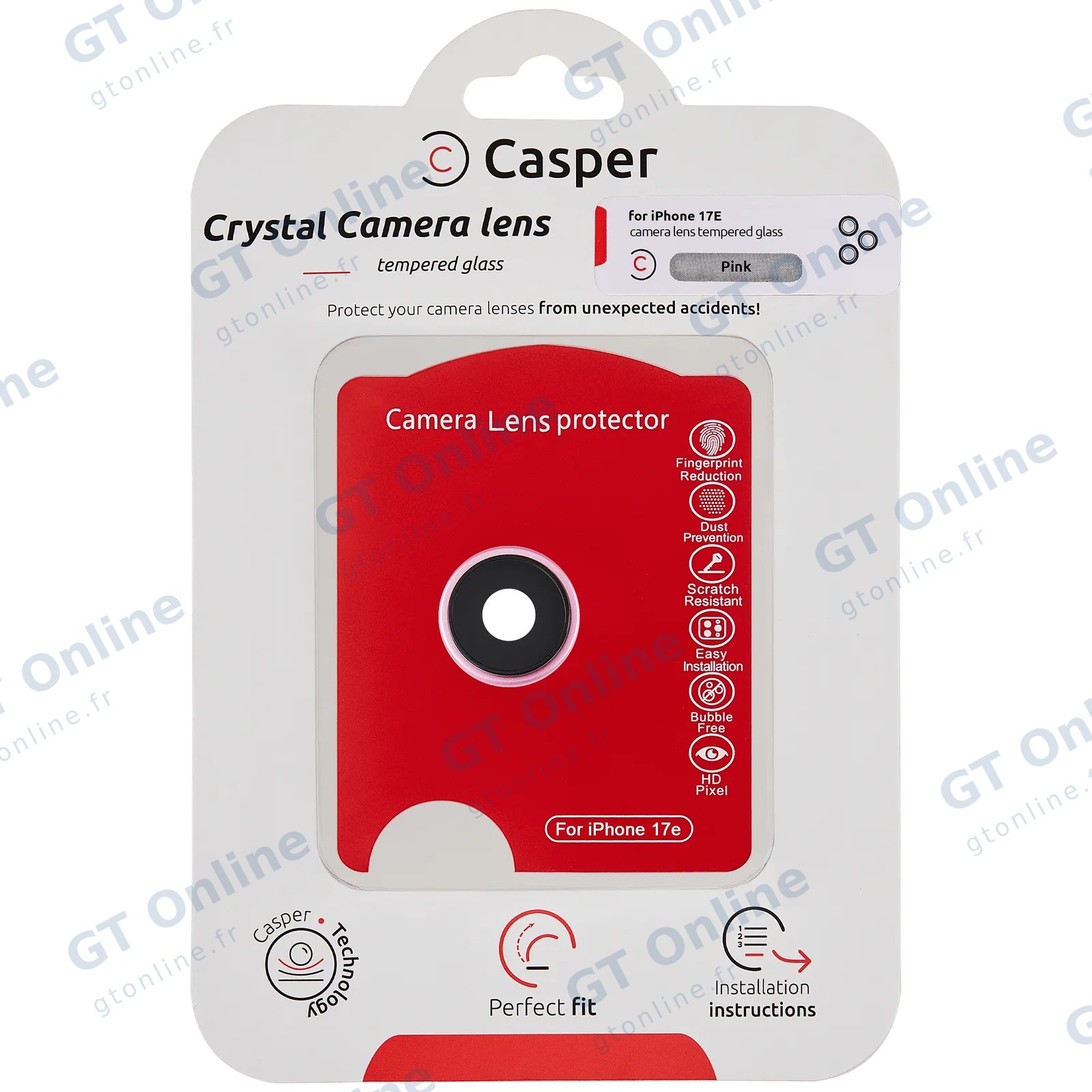 Protection de lentilles de caméra pour iPhone 17E (rose, transparent)