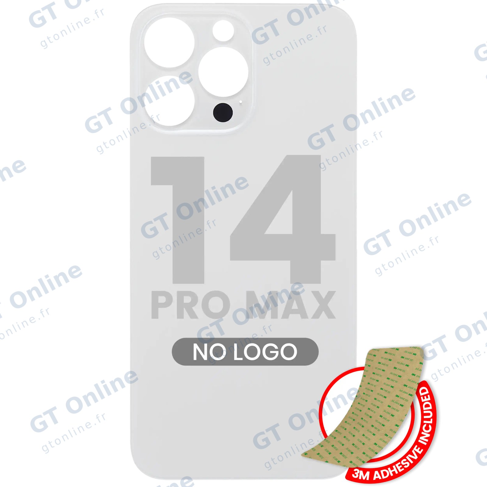 Vitre arrière pour Apple iPhone 14 Pro Max (No Logo / Large Camera Hole, argent)