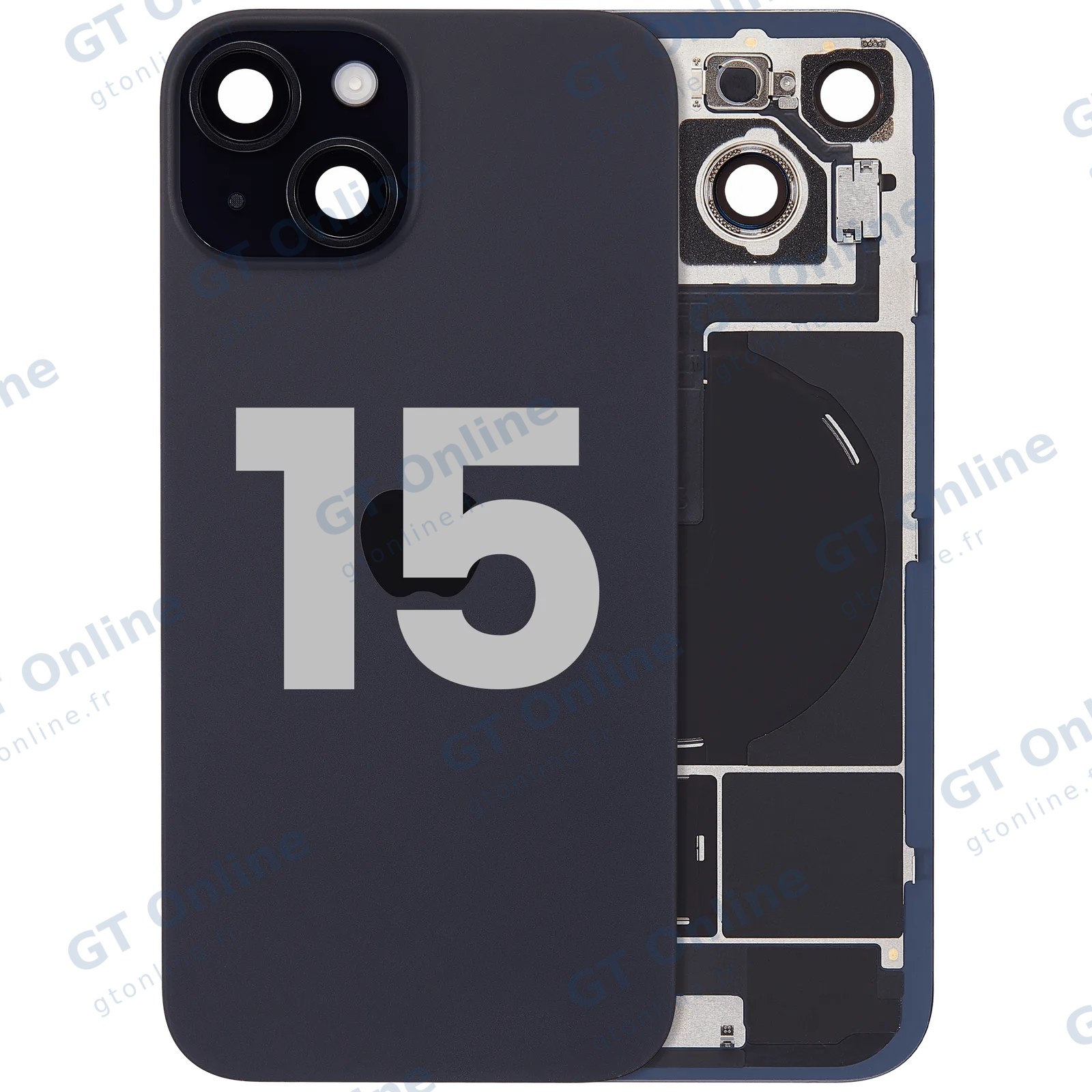 Vitre arrière pour Apple iPhone 15 (origine d'occasion — grade A, noir)