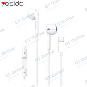 Écouteurs Filaires Lightning Yesido YH20 (sans Bluetooth) Blanc