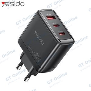 Chargeur Secteur GaN Multi (2x USB-C + USB) Yesido YC144C 65W Noir