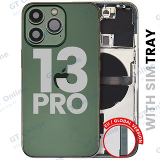 Châssis pour Apple iPhone 13 Pro (version EU, origine d'occasion — grade B, Alpine Green) — Coque arrière avec petites pièces