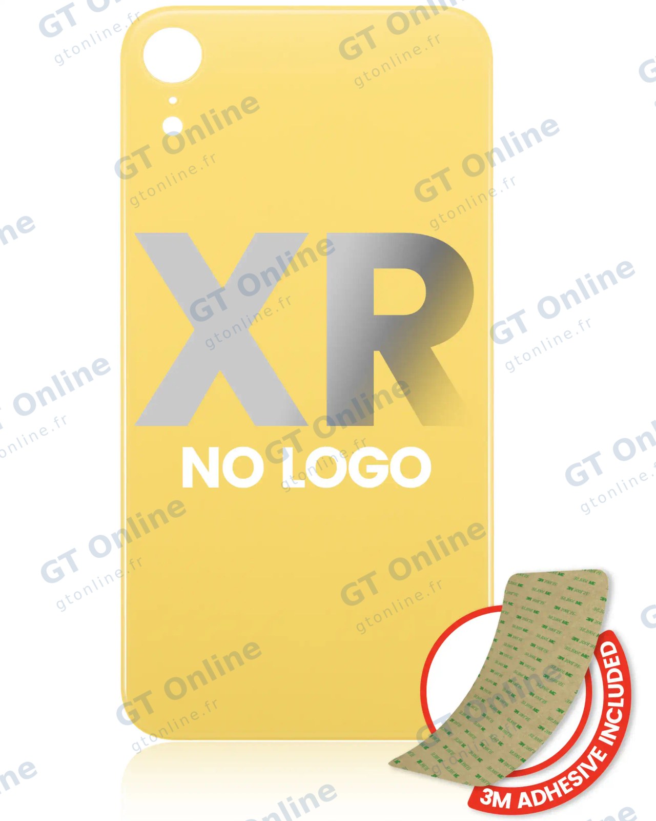 Vitre arrière pour iPhone XR (No Logo / Large Camera Hole, jaune)