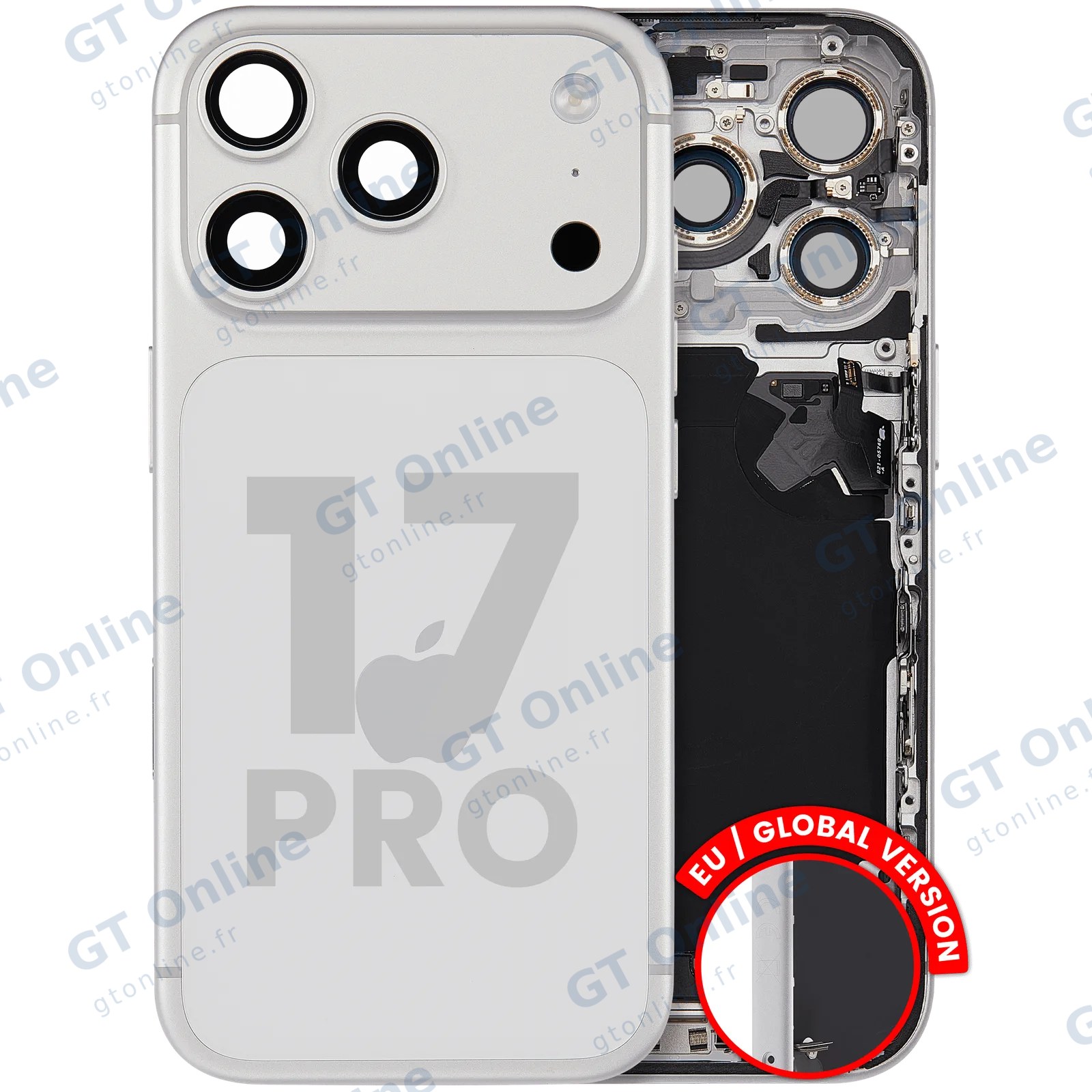 Châssis pour Apple iPhone 17 Pro (version EU, origine d'occasion — grade B, argent)