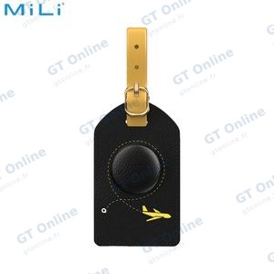 Traceur GPS MILI MiTag Duo avec Étiquette de Bagage en Cuir PU Apple Find My & Google Find Hub Noir