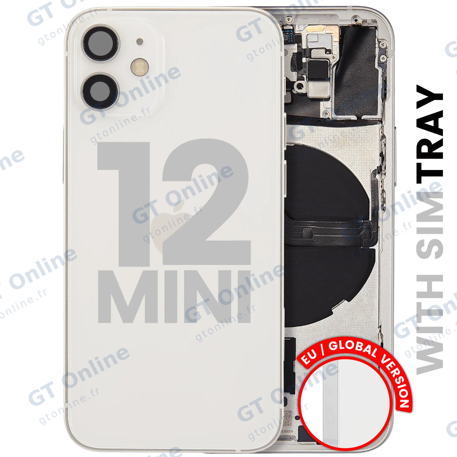 Châssis pour Apple iPhone 12 Mini (version EU, origine d'occasion — grade B, blanc)