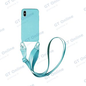 Coque Silicone avec Bandoulière Apple iPhone XS Max (#7) Bleu Clair