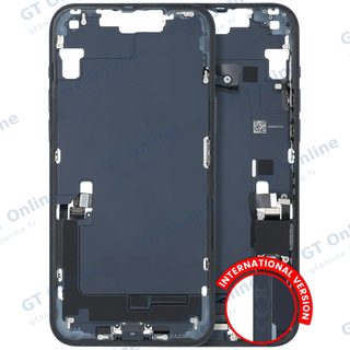 Châssis pour Apple iPhone 14 Plus (version EU, origine d'occasion — grade B, minuit) — Châssis central avec connecteur de charge Flex et petites pièces
