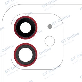 Lentille de caméra arrière avec support et anneau pour Apple iPhone 12 / 12 Mini (rouge)