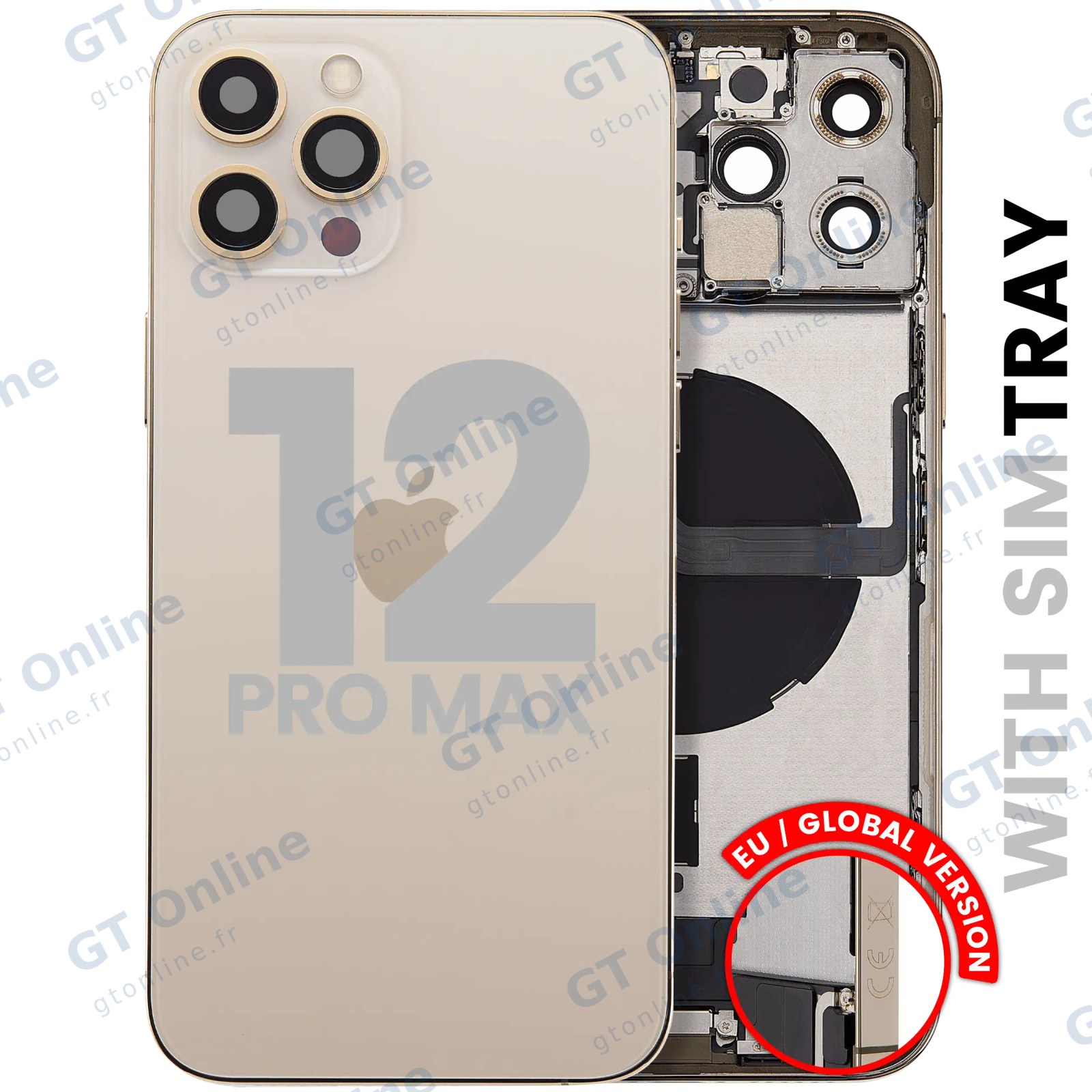 Châssis pour Apple iPhone 12 Pro Max (version EU, origine d'occasion — grade A, or)