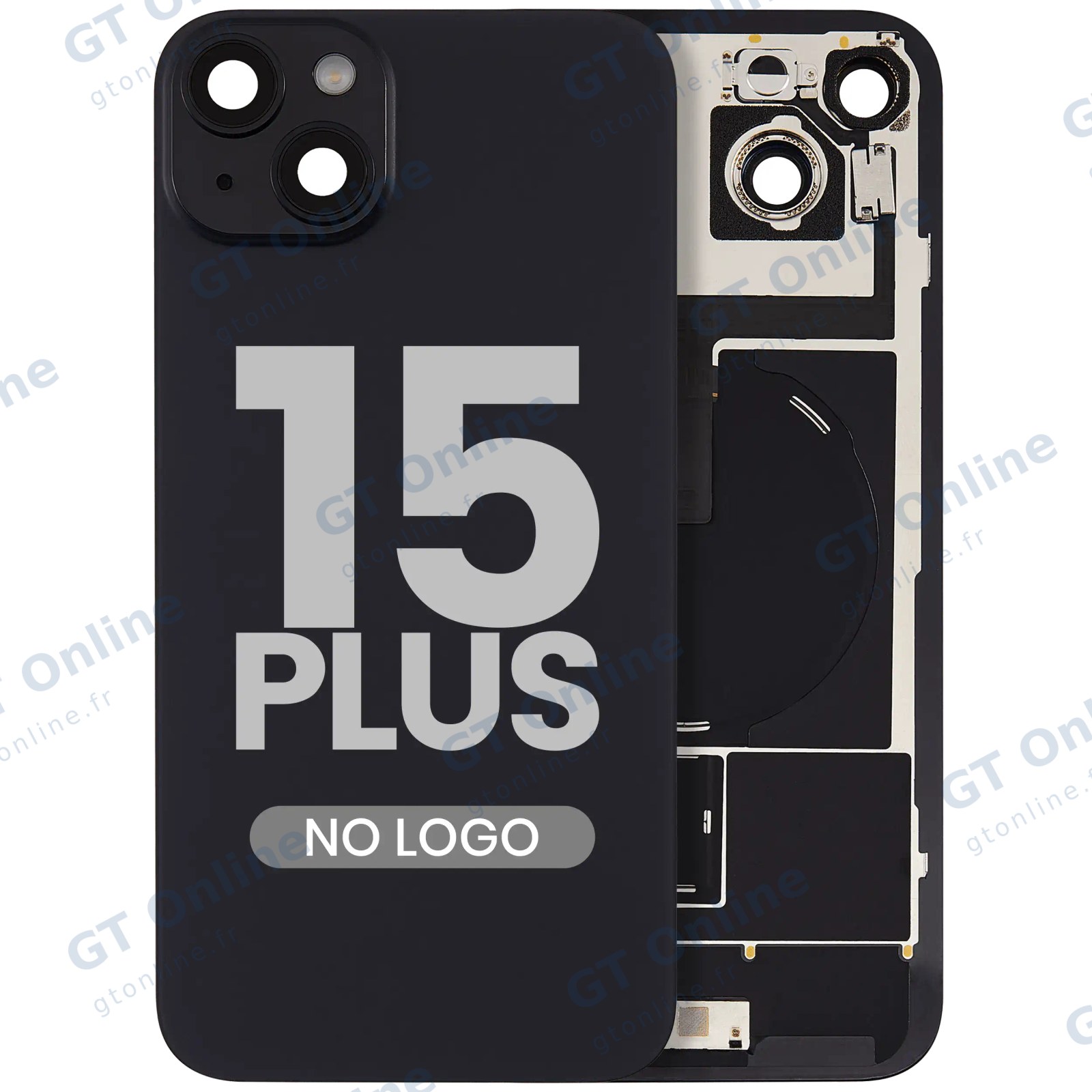 Vitre arrière pour Apple iPhone 15 Plus (sans logo, noir) — réf. 107082130563