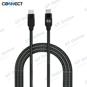Câble Data USB-C vers USB-C CONNECT MC-CCN3 Nylon Tressé 60W (1m) Noir