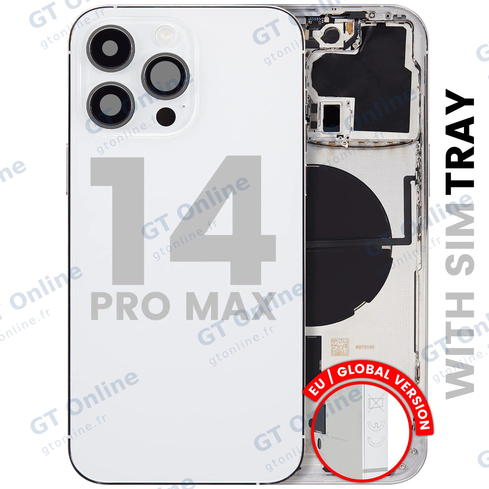 Châssis pour Apple iPhone 14 Pro Max (version EU, origine d'occasion — grade A, argent)