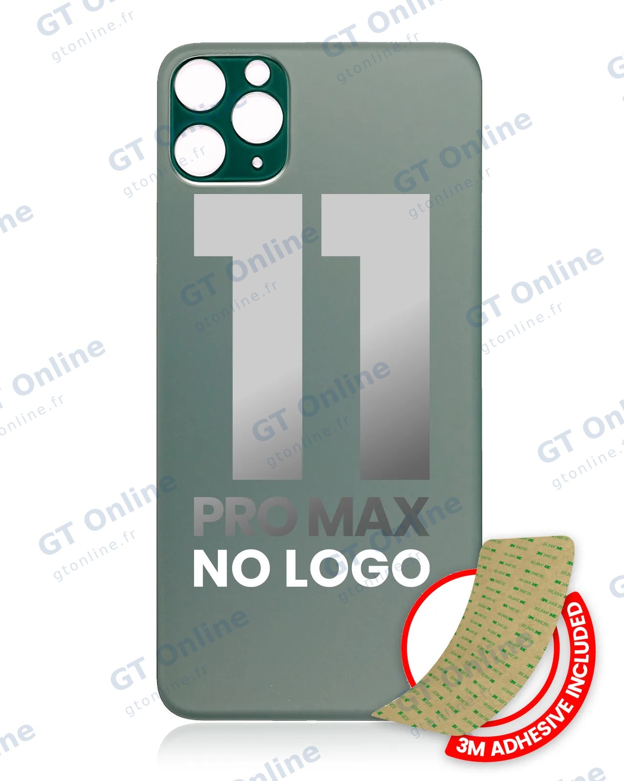 Vitre arrière pour Apple iPhone 11 Pro Max (No Logo / Large Camera Hole, Midnight Green)