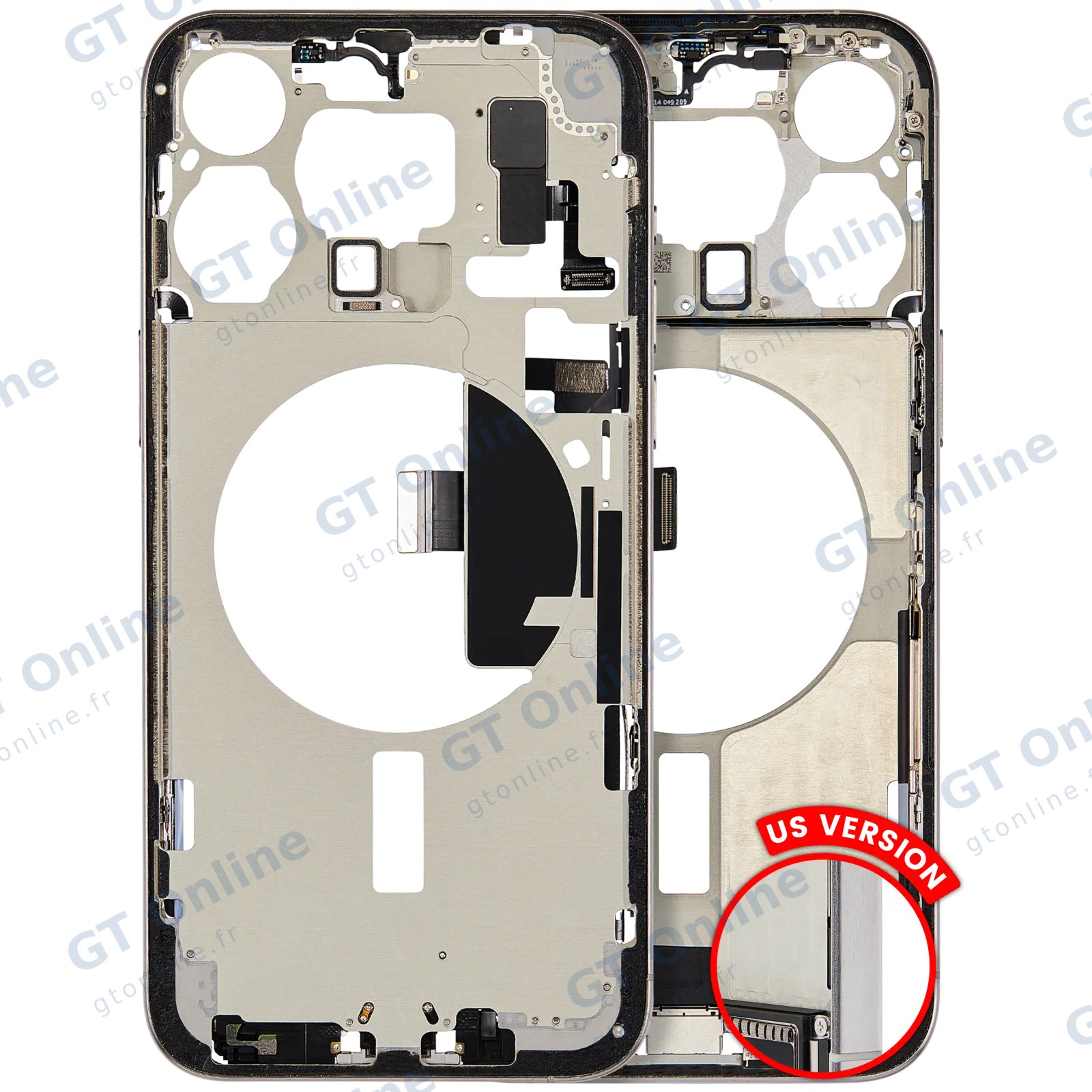 Châssis pour Apple iPhone 15 Pro Max (version US, origine d'occasion — grade B, White Titanium)
