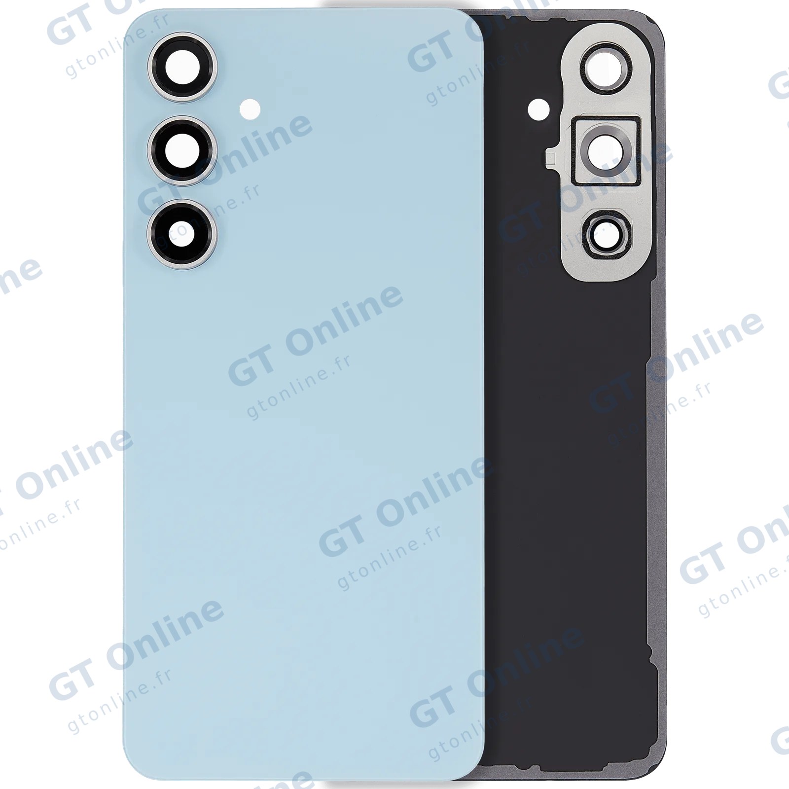 Vitre arrière pour Samsung Galaxy S24 FE (sans logo, compatible premium, bleu)