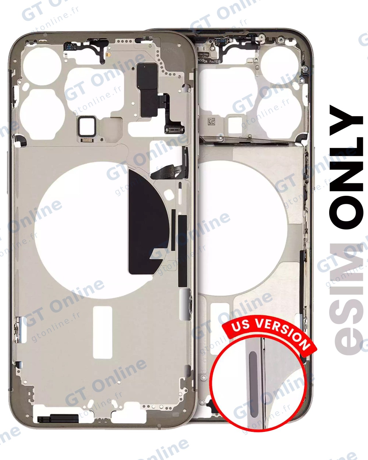 Châssis pour Apple iPhone 15 Pro Max (version US, origine d'occasion — grade B, Natural Titanium)