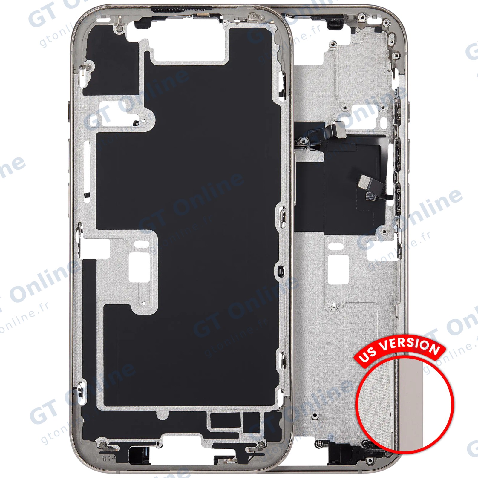Châssis pour Apple iPhone 16 Pro (version US, compatible premium, titane naturel)