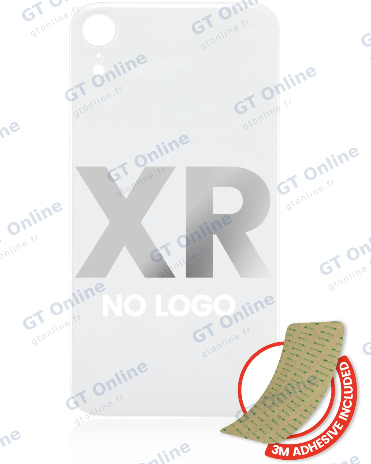Vitre arrière pour iPhone XR (No Logo / Large Camera Hole, blanc)
