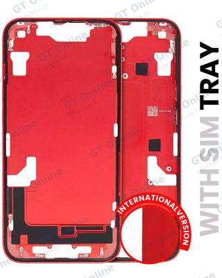 Châssis pour Apple iPhone 14 (version EU, origine d'occasion — grade A, rouge) — Châssis central avec petites pièces