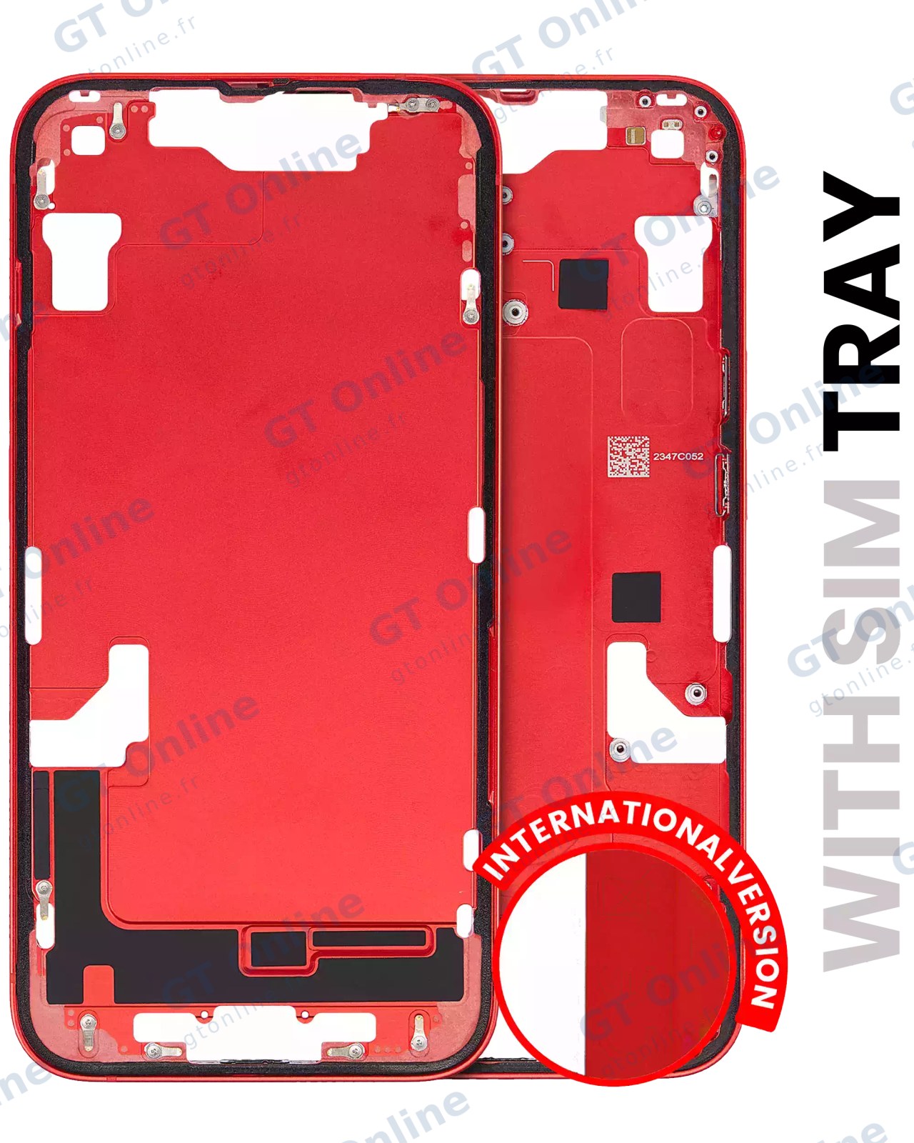 Châssis pour Apple iPhone 14 (version EU, origine d'occasion — grade A, rouge) — Châssis central avec petites pièces