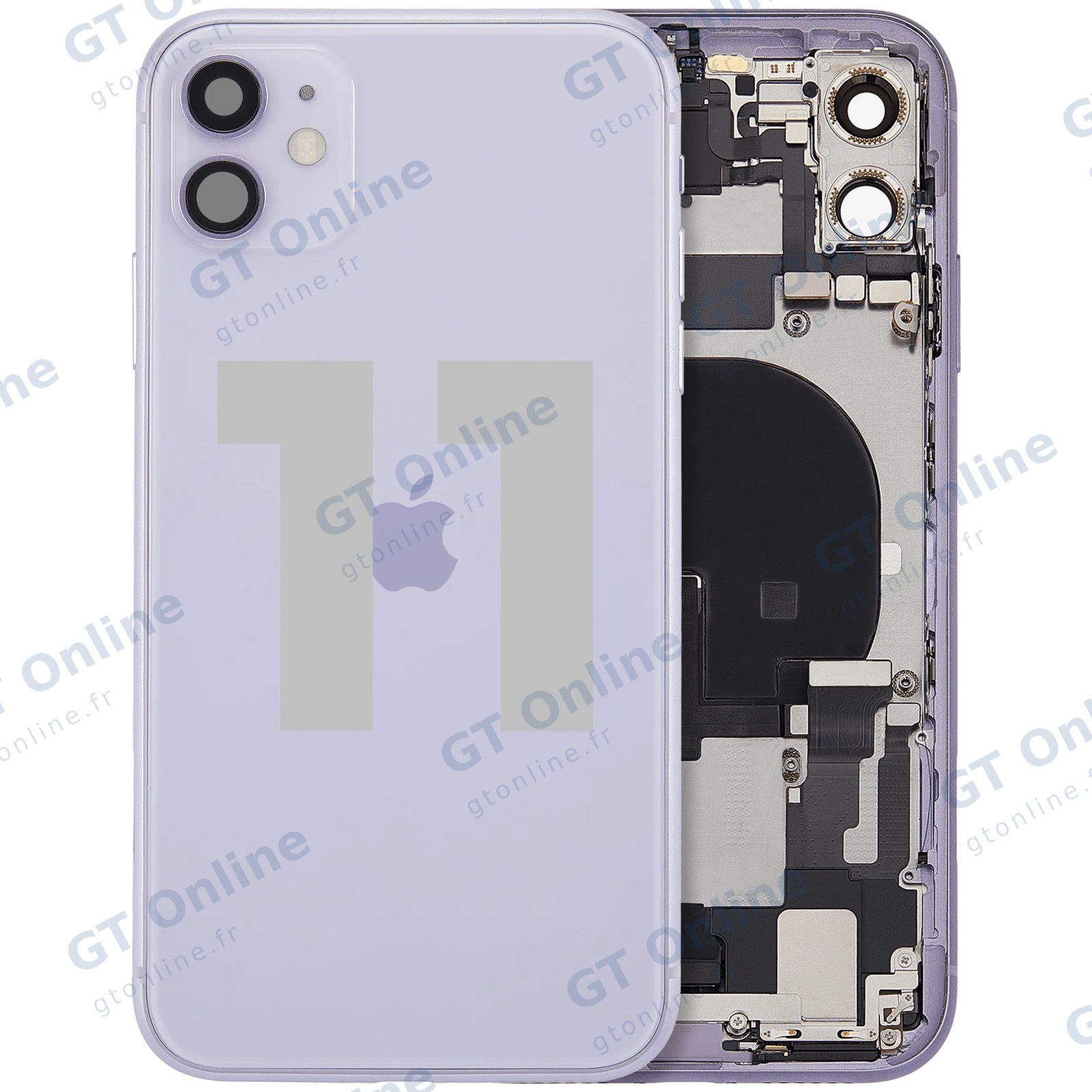Châssis avec nappe de charge et petits composants pour Apple iPhone 11 (origine d'occasion — grade A, violet)