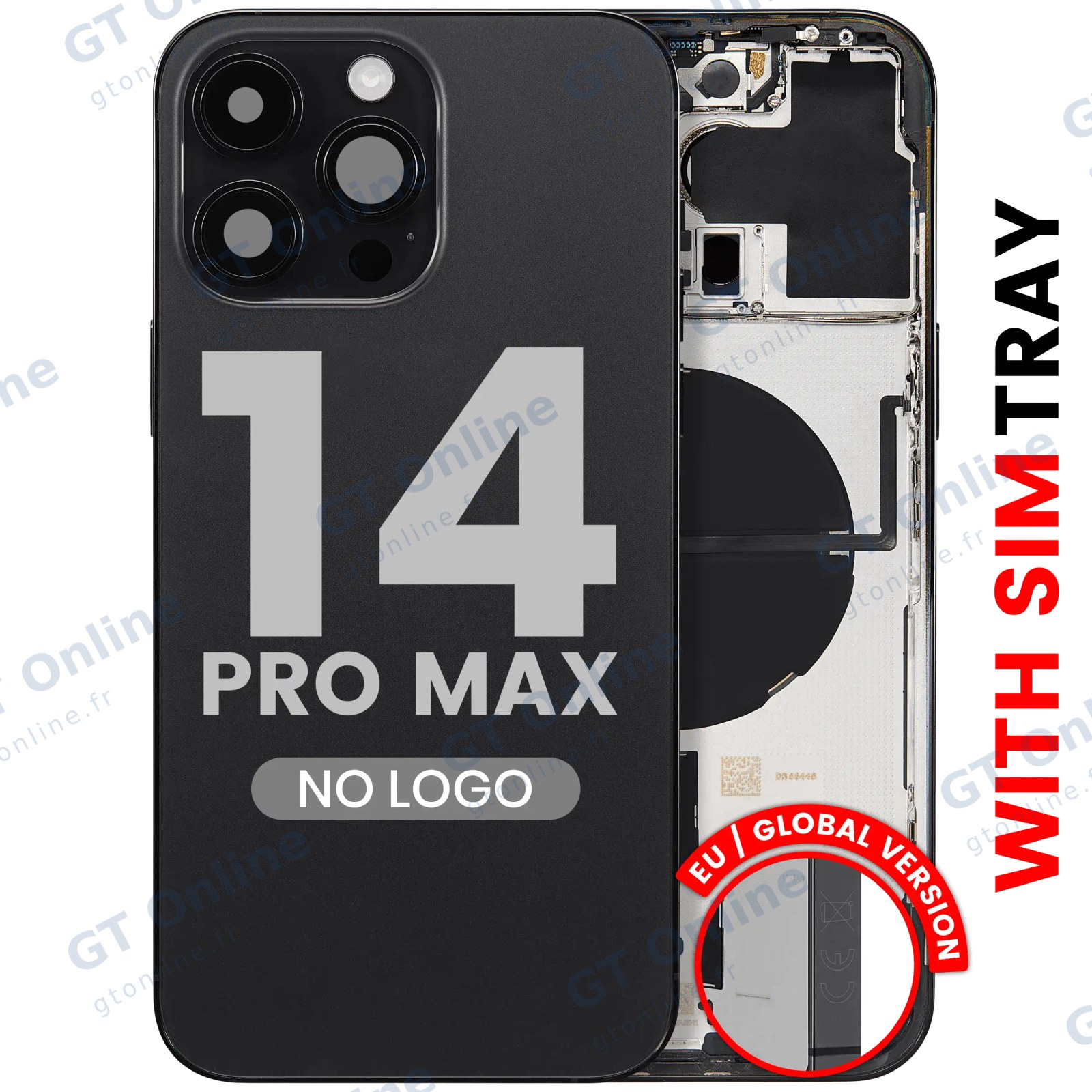Châssis pour Apple iPhone 14 Pro Max (version EU, compatible premium, noir sidéral)