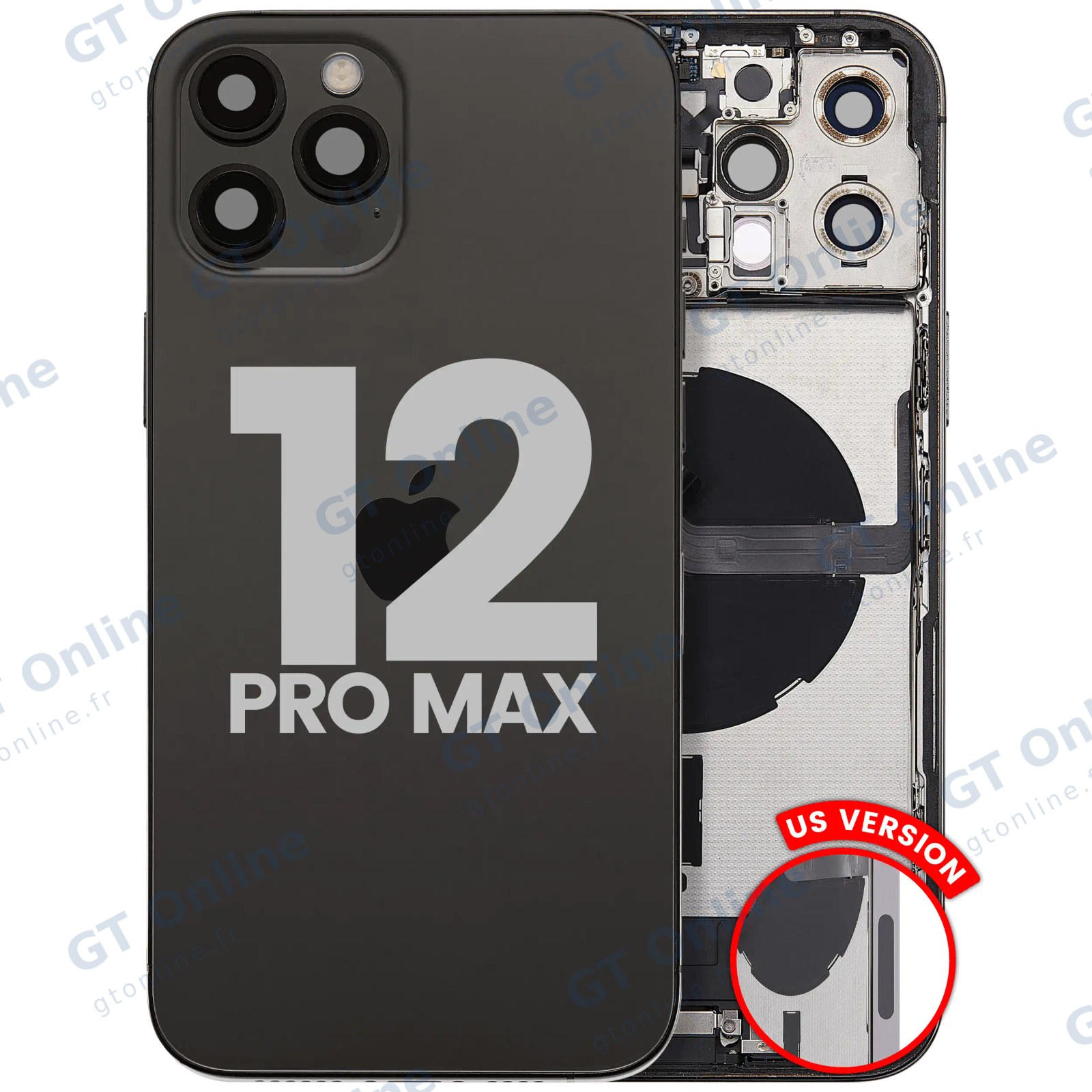 Châssis pour Apple iPhone 12 Pro Max (version US, origine d'occasion — grade B, graphite)