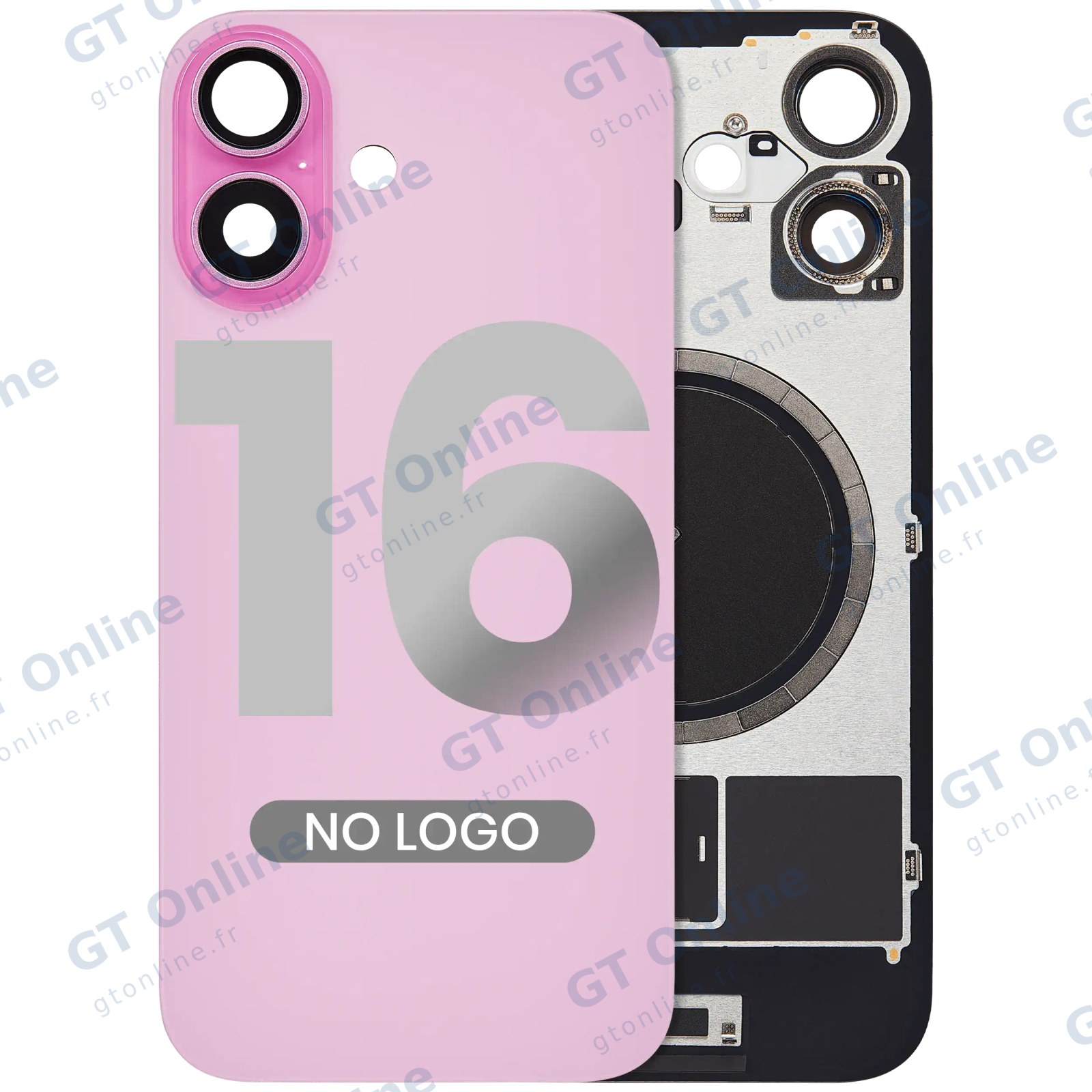 Vitre arrière pour Apple iPhone 16 (compatible, rose, sans logo)