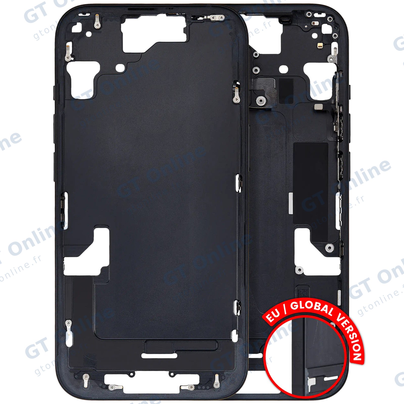 Châssis central pour iPhone 15 (EU / Global, occasion d’origine, grade A, noir)