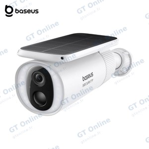 Caméra de Surveillance Sans Fil pour Extérieur Baseus S1 2K 8GB avec Batterie 10400mAh, Panneau Solaire à