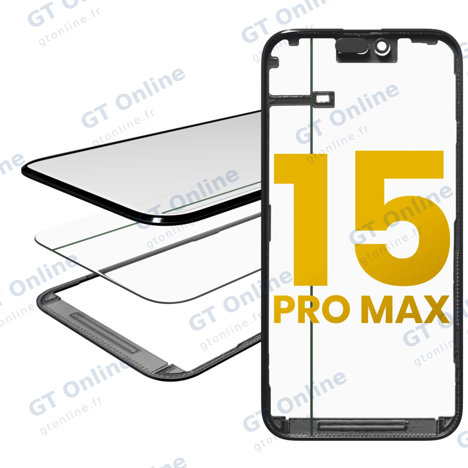 Vitre d’écran avec OCA pour Apple iPhone 15 Pro Max (OCA Master)