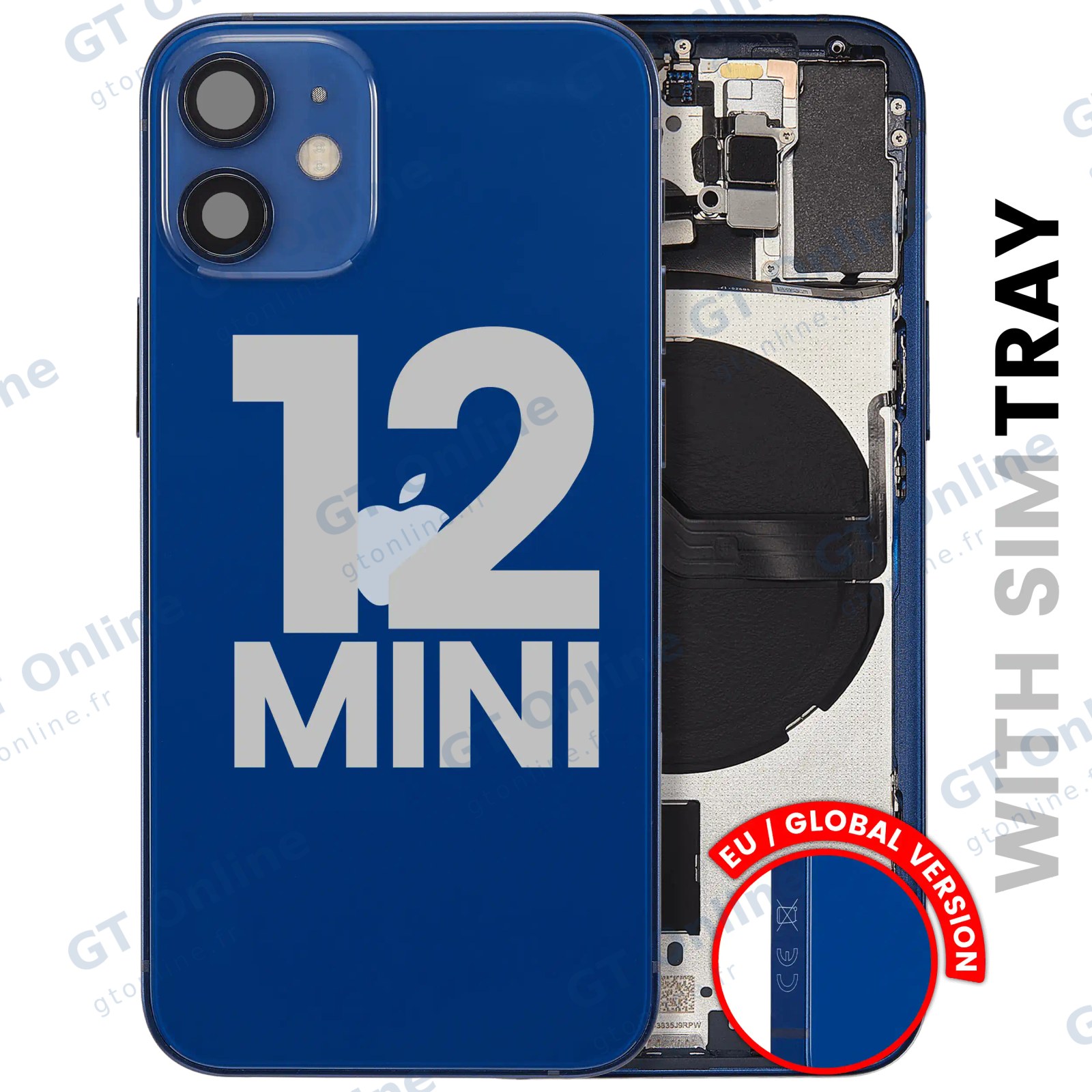 Châssis pour Apple iPhone 12 Mini (version EU, origine d'occasion — grade A, bleu)