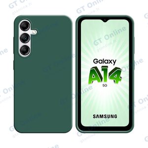 Coque Silicone Compatible pour Samsung Galaxy A14 5G A146P/Galaxy A14 4G A145 (#22) Vert Foncé